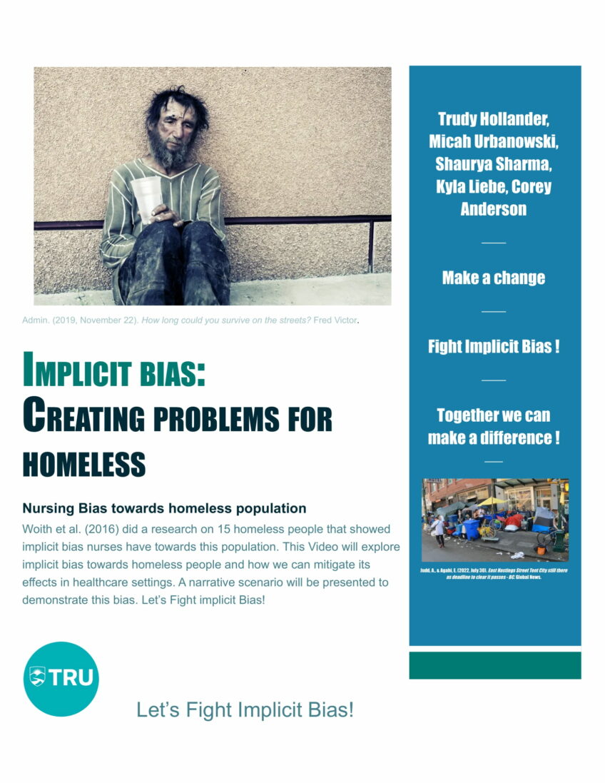 (Correct version ) Implicit bias Towards Homeless people among Nurses ( Group 6 – Micah, Shaurya, Corey, Trudy, Kyla )